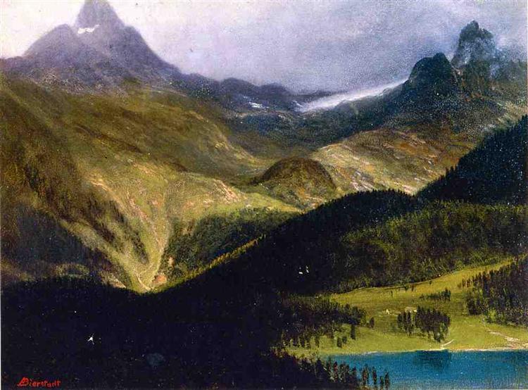 Albert Bierstadt Oil Painting Mountain Landscape 2 - Click Image to Close